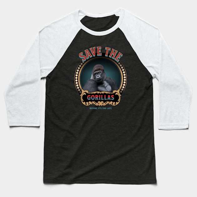 Save The Gorillas Baseball T-Shirt by Suneldesigns